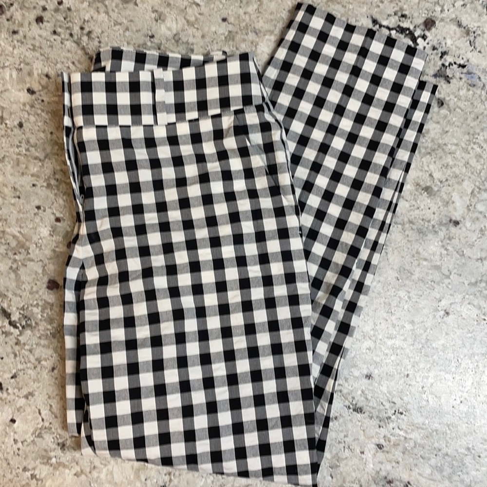 LOFT black and white gingham, ankle pants.